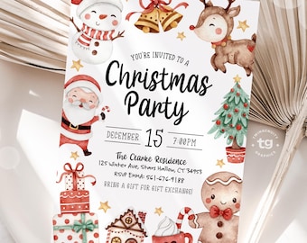 Christmas Birthday Invitation, Christmas Party Invitation, Holiday Christmas Party, Office Party, DIGITAL