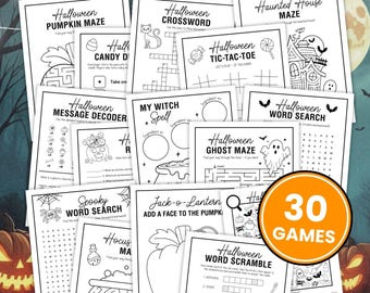 Printable Kids Halloween Activities Bundle, Halloween Party Games Kids, Halloween Coloring Pages, Word Search, Mazes, Halloween DIGITAL