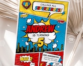 Superhero Invitation, Superhero Comic Birthday Invite, Superhero Birthday Invitation, Superhero Party, Comic Book Invitation, Boy, DIGITAL