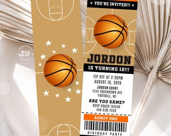 Basketball Ticket Birthday Invite, Basketball Invitation, Basketball Birthday Party Invite, Sport invite, boy ticket, Party Supplies DIGITAL