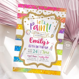 Art Painting Birthday Party Invitation, Painting Party Invite, Art Invite, Paint Party Birthday theme. Girl Birthday Invite Painting DIGITAL