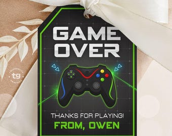Video Game Thank You Tags, Video Game Party Favor Gift Tags, Video Game Party Birthday, Thank You Label, Printable Tags, Food, DIGITAL