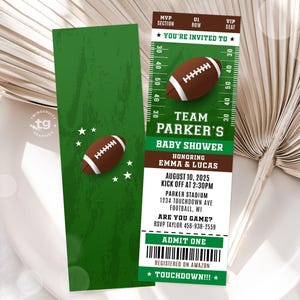 Football Baby Shower Invitation, Football Ticket Baby Shower Invitation, Football Baby Shower Party, Sports Baby Shower, Printable DIGITAL