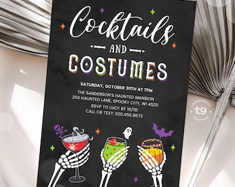 Costumes and Cocktails Halloween Invitation Adult Cocktail Printable Halloween Party Invite Halloween Costume Party Digital Invitation