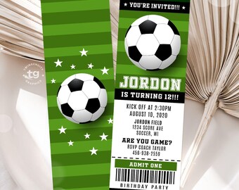 Soccer Ticket Invite, Soccer Invitation, Soccer Birthday Party Invite, Sports invite Football, boys ticket, Party Supplies Printable DIGITAL