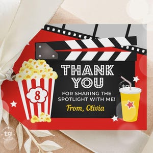 Movie Thank You Tags, Movie Night Favor Tags, Movie Night Party Favors, Movie Night Party, Movie Night Birthday, Printable Tags, DIGITAL
