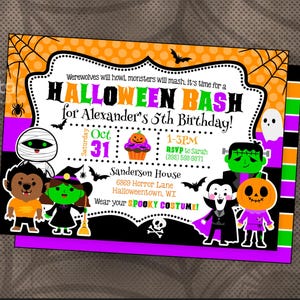 Halloween Birthday Invite, Halloween Party Invitation, Costume Party Invite, Kids, Spooky, Printable Invite, Halloween Characters, DIGITAL