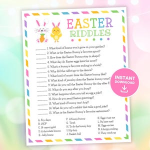 Juego de adivinanzas de Pascua, juego de Pascua imprimible, actividad de Pascua, juego de fiesta de Pascua, para niños y adultos, familia, aula, digital