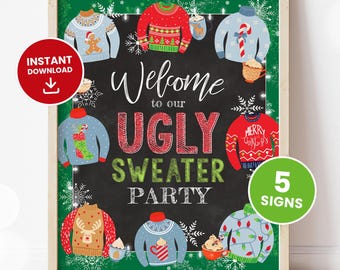 Ugly Christmas Sweater Party Signs, Ugly Sweater Party Signs, Ugly Sweater Party, Ugly Sweater Party Chalkboard Decor, Tacky Sweater DIGITAL