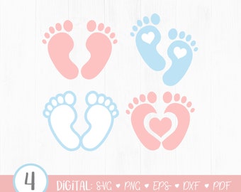 Baby Footprint SVG, Baby Feet SVG, Baby svg, Baby Footprints clipart, Baby shower svg, Baby Clipart, Hearts, Cricut,png, dxf, eps, Digital