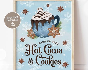 Hot Cocoa and Cookies Sign, Hot Cocoa Bar Sign, Hot Chocolate Bar, Hot Cocoa Bar, Cookies and Cocoa, Holiday Party, Printable Sign, DIGITAL