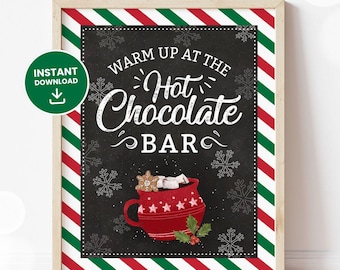 Hot Chocolate Bar Sign, Warm up at the Hot Chocolate Bar, Hot Chocolate Bar Sign, Chalkboard, Hot Cocoa Bar, Winter Sign, Printable DIGITAL