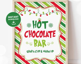 Hot Chocolate Bar Sign, Hot Cocoa Bar, Holiday Winter Sign, Printable Decor DIGITAL