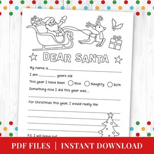 Brief an Weihnachtsmann Malseite zum Ausdrucken, Weihnachtswunschliste, Kinderaktivität, Nordpolpost, DIGITAL PDF