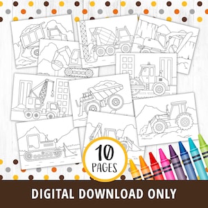 Construction Coloring Pages, Construction Printable, Construction Games, Construction Activities Printable, Kids Coloring Pages, PDF DIGITAL