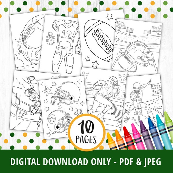 Football Coloring Pages Printable, Football Coloring Pages, Football Birthday Party Activity, Kids Sports Coloring Pages, PDF DIGITAL