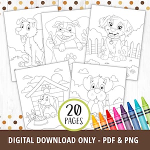 Puppy Dog Coloring Pages for Kids, Puppy Coloring Pages, Dogs Coloring Book, Puppy Birthday Party Activity, Puppies Printable, PDF, DIGITAL