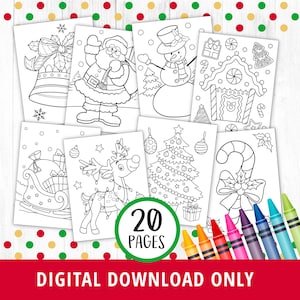 20 Christmas Coloring Pages, Christmas Printable, Christmas Games, Christmas Activities, Printable Coloring Pages, Classroom, DIGITAL