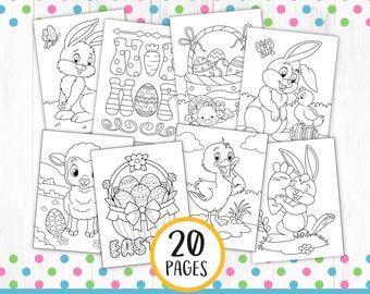 20 páginas para colorir de Páscoa para crianças, páginas para colorir de Páscoa, imprimíveis de Páscoa, jogos de Páscoa, atividades de Páscoa para imprimir, primavera, digital
