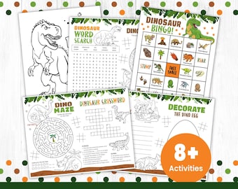 Dinosaur Game Printable Bundle, Dinosaur Activity Pages, Dinosaur Coloring Pages, Dinosaur Bingo, Dinosaur Games, Dino, DIGITAL