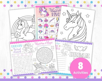 Lot de jeux de licorne à imprimer, Pages d'activités de licorne, Pages à colorier de licorne, Anniversaire de licorne, Bingo de licorne, Jeux de licorne, NUMÉRIQUE