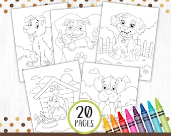 Puppy Dog Coloring Pages for Kids, Puppy Coloring Pages, Dogs Coloring Book, Puppy Birthday Party Activity, Puppies Printable, PDF, DIGITAL