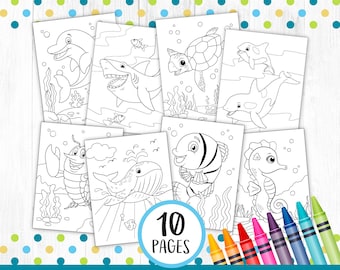 Under The Sea Coloring Pages Printable, Ocean Coloring Pages, Sea Animals Coloring Book, Shark, Under the Sea Game Activity, PDF DIGITAL