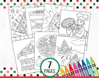 Pizza Coloring Pages, Pizza Party Printables, Pizza Birthday Games, Pizza Activites, Printable Coloring Pages, Activities for Kids, DIGITAL