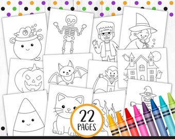 Kids Halloween Coloring Pages Easy, Classroom Halloween activity printable, Halloween Party Games, Cute Halloween Crafts, Instant Download