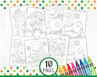 10 pagine da colorare per bambini per il giorno di San Patrizio, attività per il giorno di San Patrizio, festa di San Patrizio stampabile, classe, folletto, DIGITALE