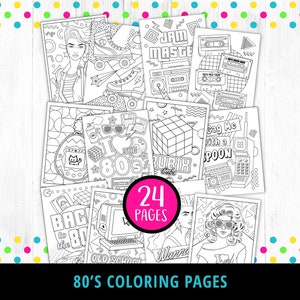 80s Coloring Pages Printable, Back to the 80s, Nostalgia Coloring Page, Adult Coloring Book, 80s Aesthetic, 1980s Party Favor, Game, DIGITAL