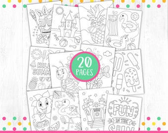 Summer Coloring Pages Printable, Summer Activities, Summer Birthday Party Activity, Kids Coloring Pages, Beach Flamingo, Games, DIGITAL