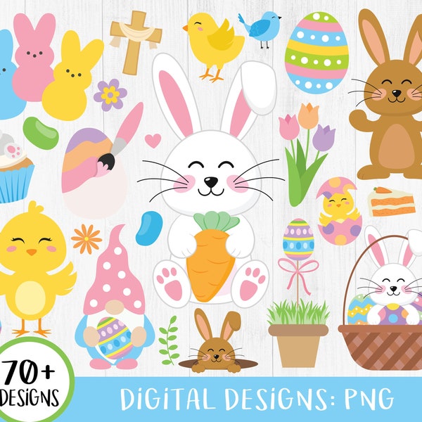 Easter Clipart, Easter Clipart Bundle, Bunny Clipart, Easter Chicks, Peeps Clipart, Spring, Easter Eggs, Jellybeans, Candy, Flowers, PNG