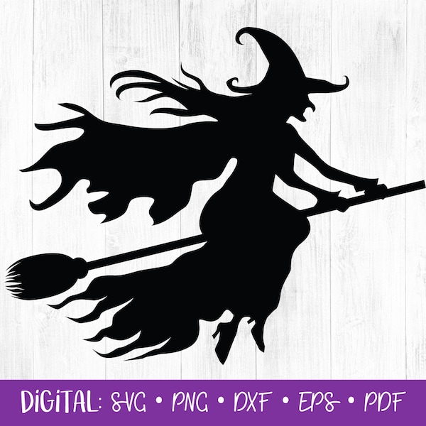 Witch SVG, Witch Flying Silhouette Clipart SVG, Wicked Witch Clipart, Flying Witch Svg, Commerical, Halloween SVG, Cut Files, Decal, Digital