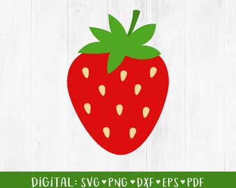Strawberry SVG, Strawberry Clipart, Fruit Svg, Strawberry Cricut, Cut files, Silhouette, dxf, eps, pdf, Digital