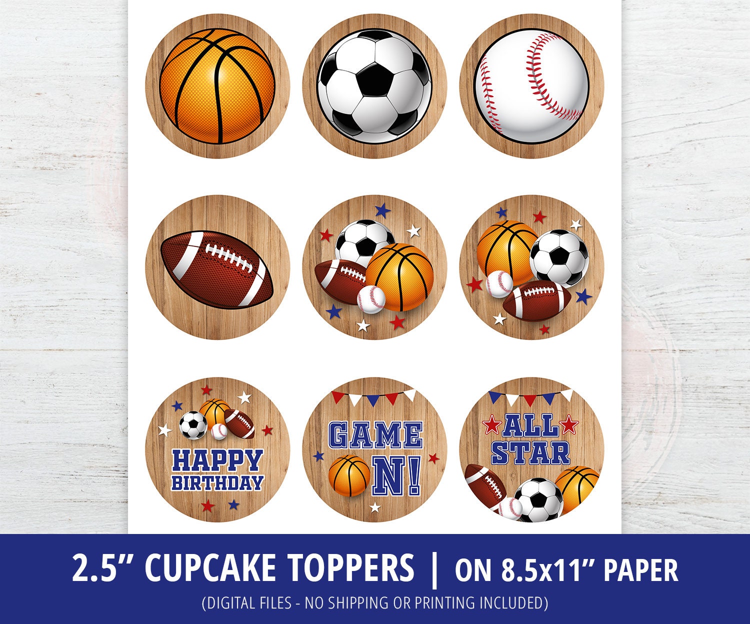 Sports Cupcake Toppers All Star Cupcake Toppers Sports Etsy Australia