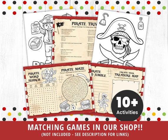 Pirate Birthday Games Activities Puzzles Mazes - FUN!