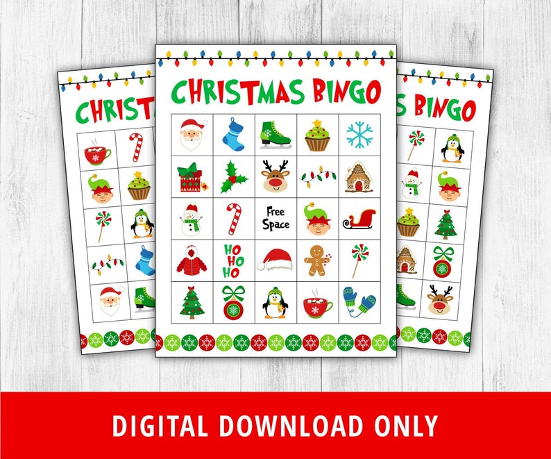 Christmas Bingo, Christmas Games, Christmas Bingo Printable, Christmas Family Games, Christmas Activities for Kids, Winter Bingo DIGITAL image 1