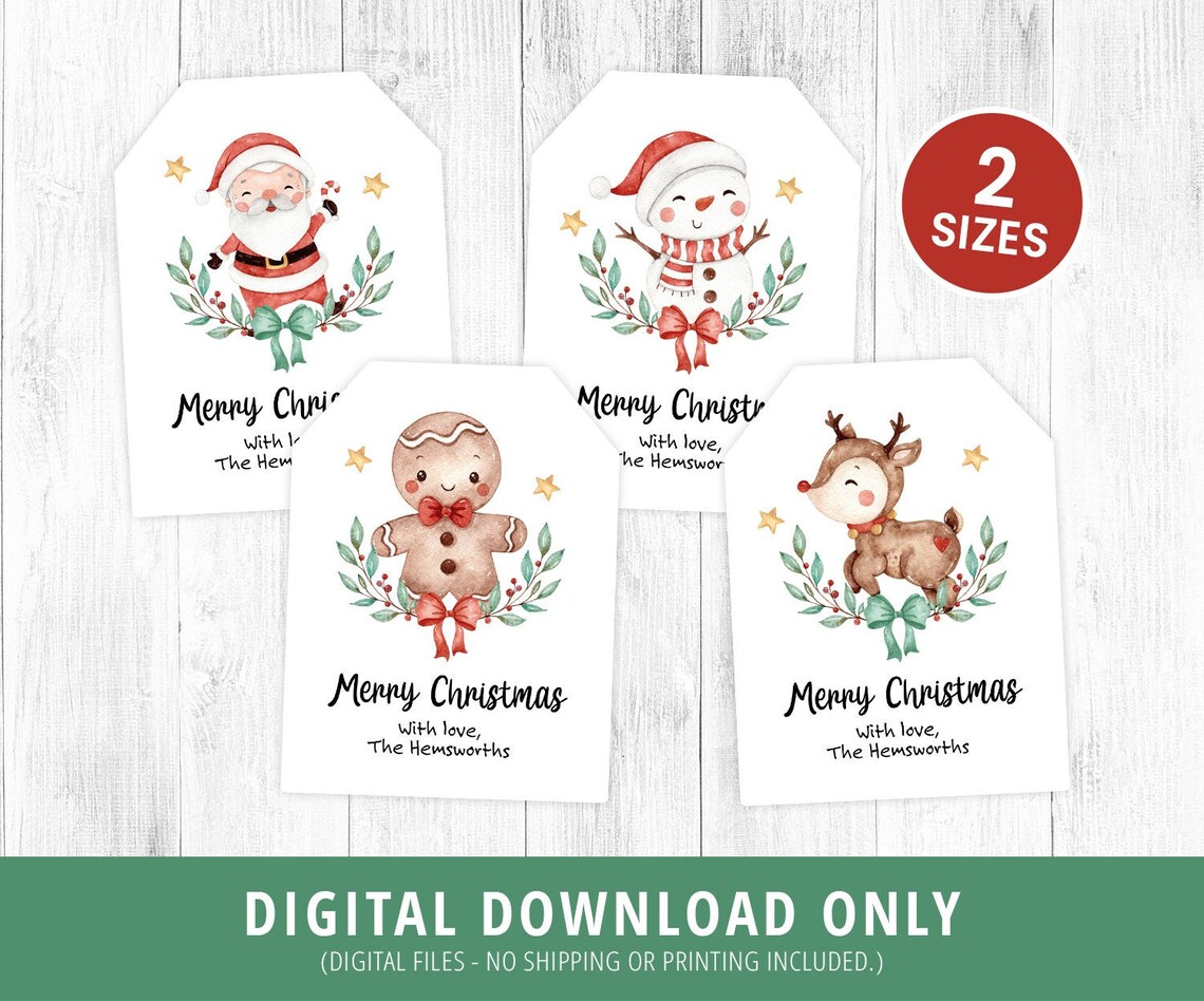 Christmas Gift Tags Printable Christmas Thank You Tag Santa - Etsy