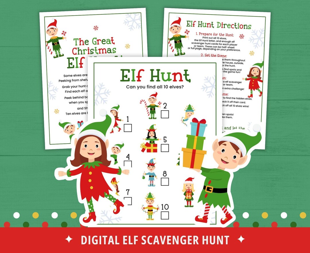 Elf Scavenger Hunt Christmas Game for Kids, Easy Christmas Activities ...