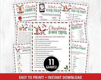Christmas Games Bundle Printable, Christmas Activities, Christmas Party Games, Christmas Party Games for Kids, Kids & Adults, DIGITAL