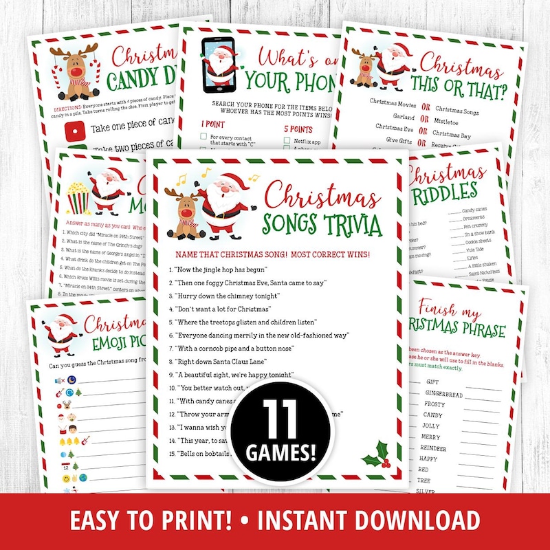 Printable Christmas Games Etsy