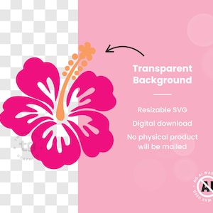 Hibiscus Svg, Hibiscus Clip Art, Hawaiian Flower Svg, Hibiscus Flower Svg, Flower Svg, Tropical Clip Art, Files for Cricut, Hawaii, DIGITAL image 2
