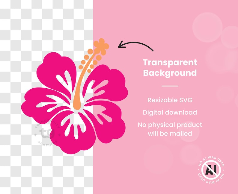 Hibiscus Svg, Hibiscus Clip Art, Hawaiian Flower Svg, Hibiscus Flower Svg, Flower Svg, Tropical Clip Art, Files for Cricut, Hawaii, DIGITAL image 2