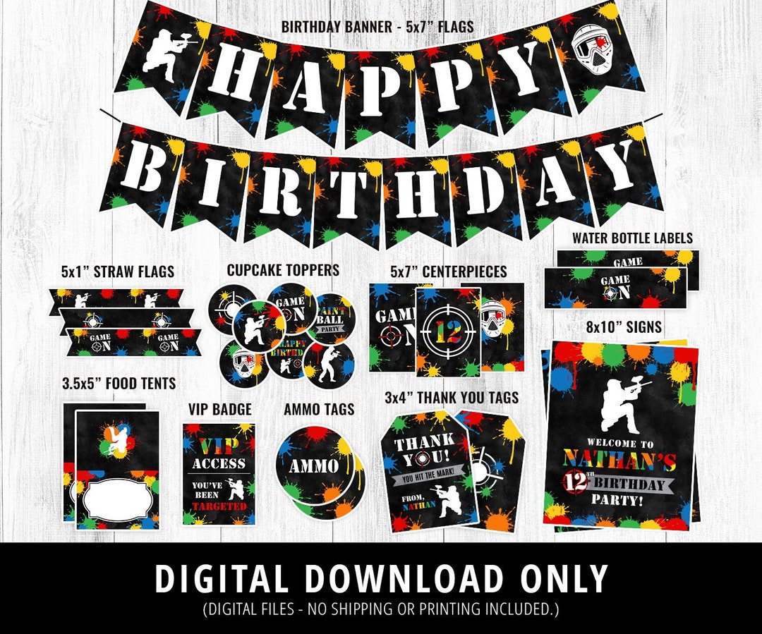 Paintball Party Decor, Paint Ball Theme Birthday Party Decorations