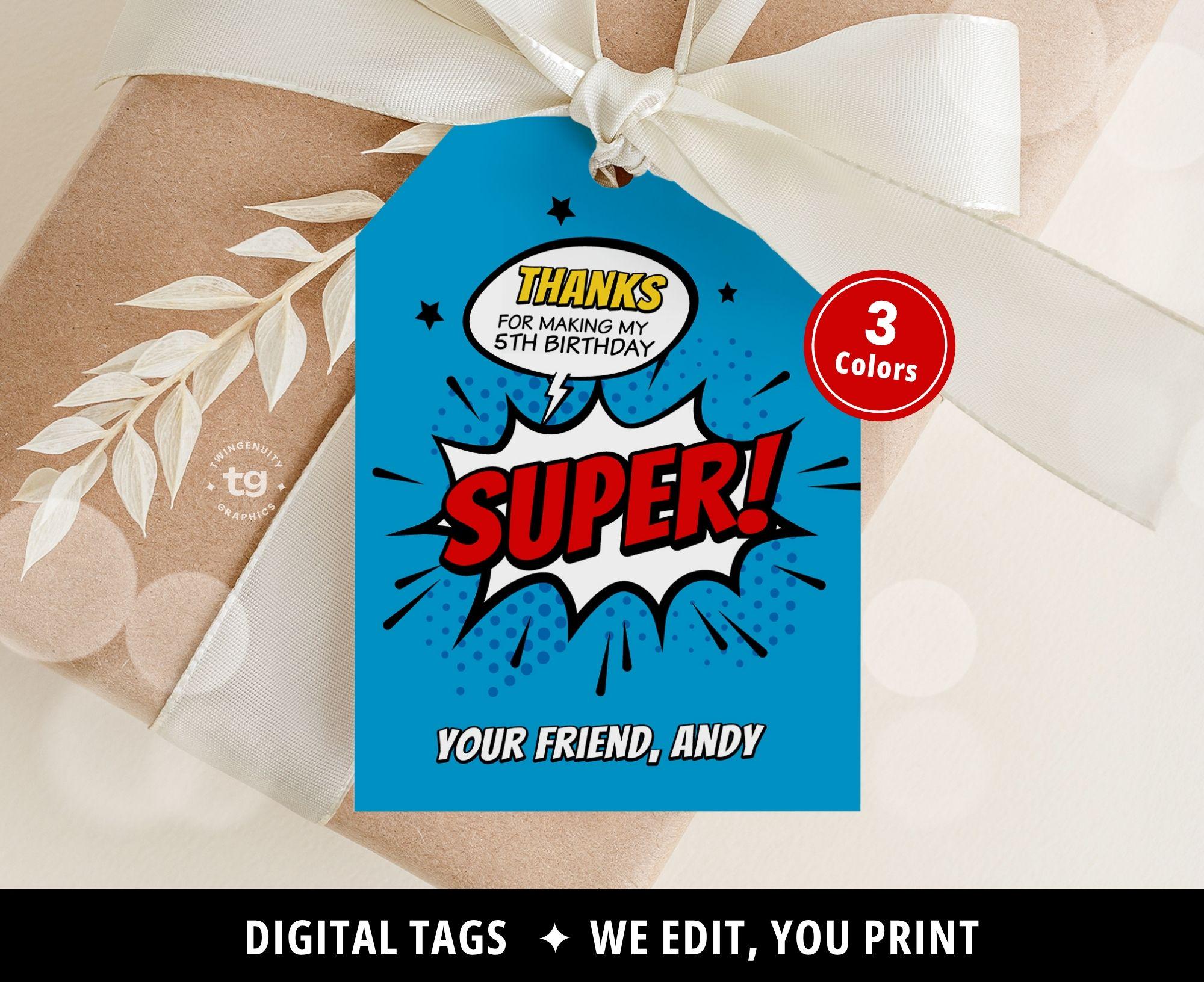 X35 Superhero Thank You Stickers - Birthday Party Favors For Kids (Batman, Spiderman, Superman, Captain America) 3 thumbnail image
