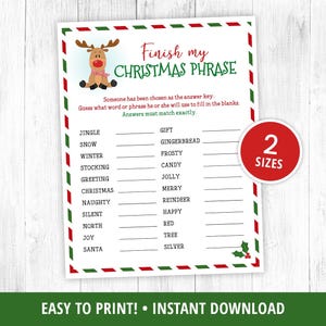Christmas Phrase Game, Finish The Christmas Phrase, Christmas Party Games, Holiday Party Game Printable, Christmas Family Games DIGITAL