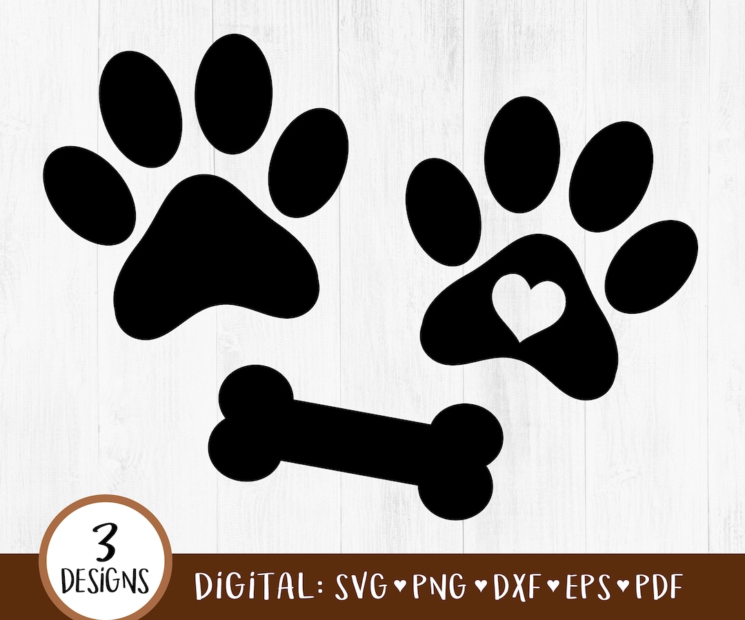 Paw Print SVG, Dog Paw Prints SVG, Dog Bone Svg, Dog Paws, Heart Paw ...