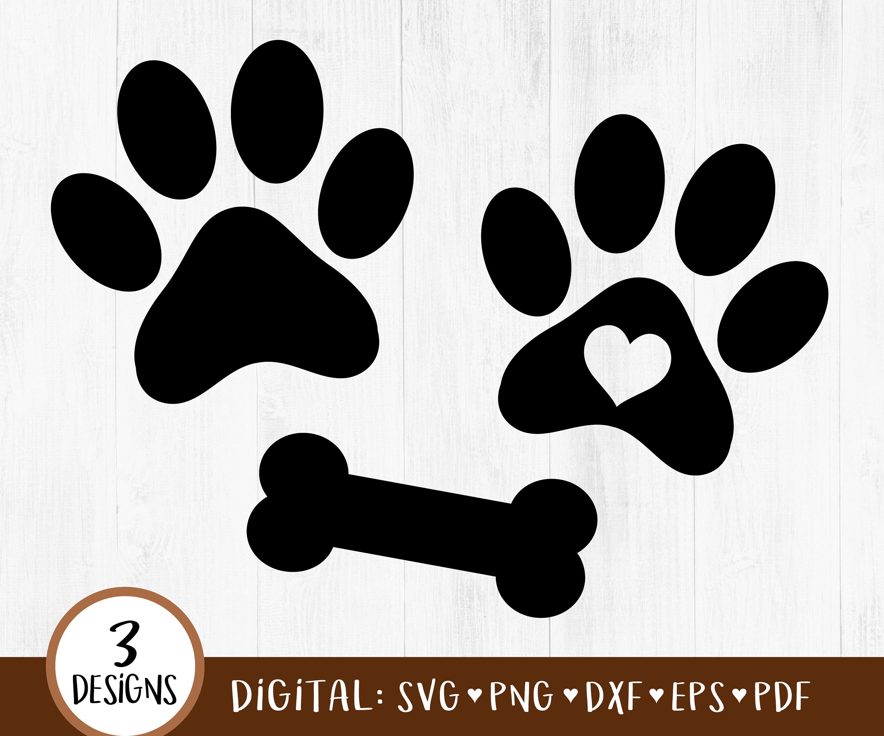 Paw Print SVG, Dog Paw Prints SVG, Dog Bone Svg, Dog Paws, Heart