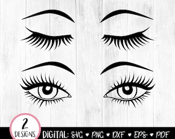 Eyelashes Svg file, Eyebrows SVG, Woman Eyelashes SVG and PNG file, Beatiful Glam Eye Clipart, Makeup svg, Instant Download